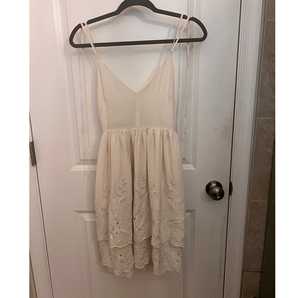 Rebecca Minkoff Double Strap Halter Silk Eyelet Layered Sz 0 Mini Dress Fairy